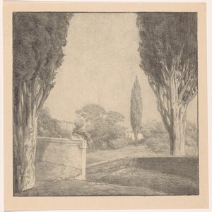 Duvar ve selvi Anma ile Peyzaj (orijinal başlık)