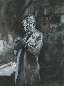 Pipo içen adam, 2019 (kağıt üzerine suluboya) by Simon Neville