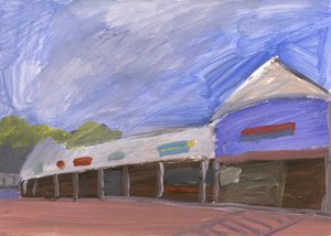 Strip Mall 4, 2023 (kağıt üzerine akrilik)