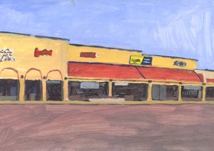 Strip mall 7, 2023 (kağıt üzerine akrilik)