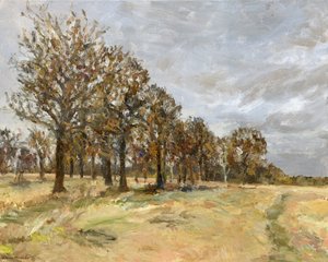 Woodland, Richmond Park no 6, 2022 (tuval üzerine yağlıboya) by Simon Neville