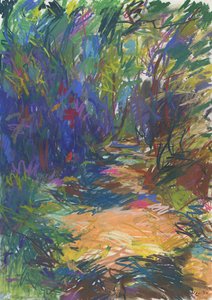 Woodland pathway no 24, 2024 (kağıt üzerine pastel) by Simon Neville