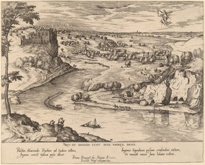 Merkür ve Ruh ile Nehir Manzarası by Simon Novellanus after Pieter Bruegel the Elder