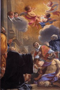 Saint Merry (veya Saint Mederic), Eveque de Paris (7. yüzyıl) mahkumları kurtarıyor Tablo Simon Vouet (1590-1649) tarafından 1640 Kilise Saint Merri (Merry), Paris by Simon Vouet