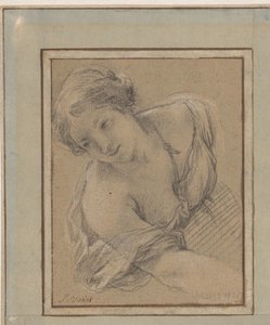 Eğlenen genç bir kadının çalışması by Simon Vouet