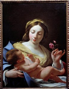 Bakire Bir Çocuk ve Bir Gül Tablosu, Simon Vouet (1590-1649) 1627 Güneş. 0,8x0,62 m Marsilya, Musee des Beaux Arts by Simon Vouet