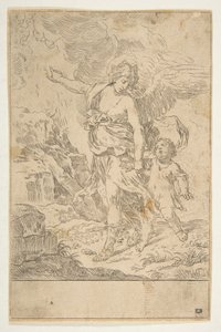 Bir çocukla yürüyen bir koruyucu melek, ca. 1640.