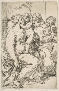 Vaftizci Yahya ile Kutsal Aile, ca. 1640-1642. by Simone Cantarini