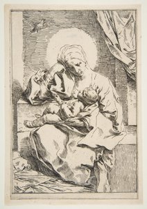 Madonna ve Kuşlu Çocuk, yak. 1635-1636. by Simone Cantarini