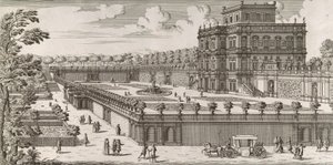 Palazzo Pamphili'nin yan cephesinin ve bahçesinin Secondo prospetto pe ..., 1677'den sonra görünümü. by Simone Felice