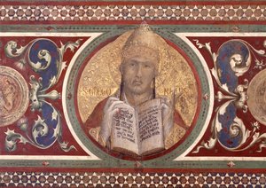 Maesta: St. Gregory, çerçeveden detay, 1315 fresk detayı 51591 by Simone Martini