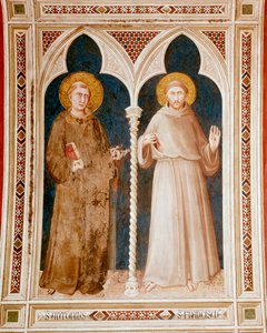 Padua Aziz Anthony ve Assisi Aziz Francis Fresk, Simone Martini (yaklaşık 1284-1344) Dim 215x185 cm Assisi, Basilica di San Francesco, Aşağı Kilise İtalya by Simone Martini