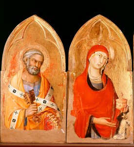 Aziz Peter ve Aziz Mary Magdalene. Orvieto Polyptych (panelde tempera ve altın by Simone Martini