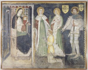 Aziz Catherine, Aziz Ursula, Aziz George ve Patron ile Madonna ve Çocuk, Chur Theodoric by Simone da Corbetta
