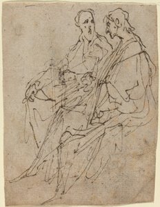 İki Oturan Erkek Figürü by Sir Anthony van Dyck