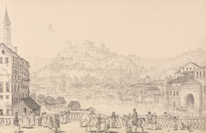 Tirol ve İtalya'da 30 Görünümden oluşan Albüm: Verona Şehri ve başka bir köprüden San Pietro Kalesi, 1 Kasım 1840