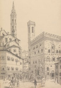 Tirol ve İtalya'da 30 Görünümden oluşan Albüm: Barqello'nun Güney Görünümü veya Badia Eyalet Hapishanesi ve Kulesi 3.d Mayıs 1842 by Sir Charles D
