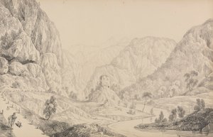 Tirol ve İtalya'da 30 Görüntüden oluşan Albüm: Mittenwald yakınlarındaki Eisak'ta Görüntü, 27 Ekim 1840 by Sir Charles D