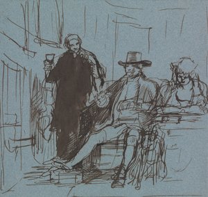 Kaptan Locker, Kızıyla Bir Masada Oturuyor; Yanında Duran Bir Uşak by Sir David Wilkie
