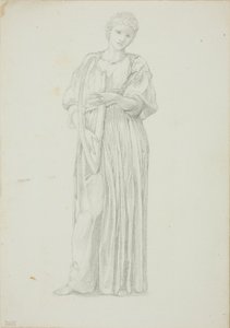Dökümlü Bir Arp Üzerinde Oynayan Kadın Figürü by Sir Edward Burne Jones