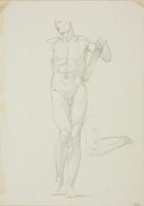Tabletli Ayakta Erkek; sağ kolun ayrı çizimi by Sir Edward Burne Jones