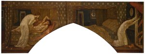 Aşk tanrısı ve Psyche - Saray Yeşil Duvar Resimleri - Lambayı tutan Psyche Yüzüne bakar..., 1881.