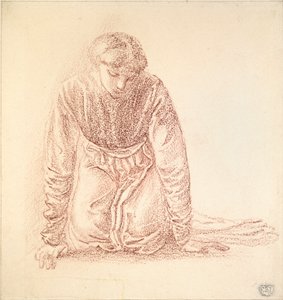 Diz çökmüş kadın figürü, 19. yüzyıl sonu by Sir Edward Coley Burne Jones