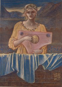 Müzik Enstrümanlı Bir Kadının İncelenmesi, 1895 by Sir Edward Coley Burne Jones