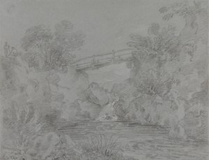 Llanrwst'te Havuz Üzerindeki Köprü by Sir George Howland Beaumont seventh Baronet