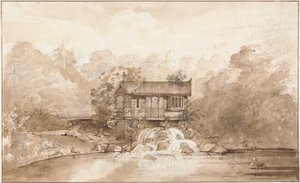 Hermitage, Virginia Water için tasarım (grafit üzerinde kalem ve kahverengi mürekkep, kağıt üzerinde yıkama ile)