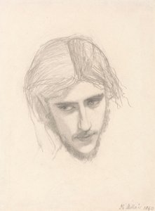 "Ferdinand Lured by Ariel"de Ferdinand'ın Başı İçin Çalışma by Sir John Everett Millais