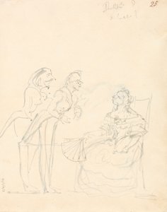Oturan Bir Bayanla Konuşan İki Beyefendi by Sir John Everett Millais