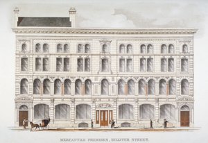 Ticari binaların görünümü, Billiter Caddesi, Londra Şehri, 1875 by Sir Joseph Causton and Sons