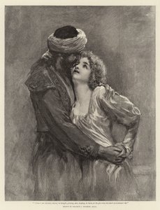 "Öyleyse ben gerçekten Mesih'im," diye düşündü parlayarak ve eğilerek, ilk kez bir kadının dudaklarının dokunuşunu biliyordu. by Solomon Joseph Solomon