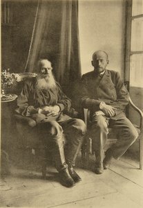 Rus yazar Leo Tolstoy, oğlu Leo ile birlikte, Rusya, 1899