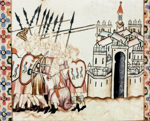 Bir şehri savunan Moors Armee Saint Mary Şarkısı