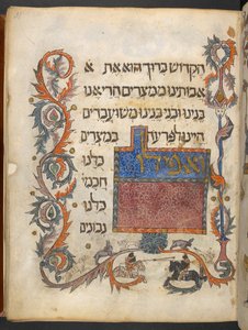 'Barcelona Hagadah' (parşömen üzerine mürekkep ve renkli) by Spanish School