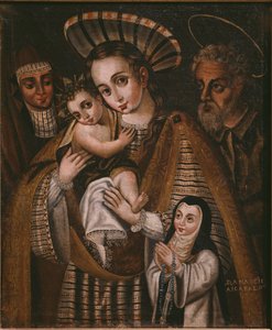 Ex voto, Aziz Anne ve Manastırın rahibesi Ana de Ibaizabal ile Kutsal Aile by Spanish School