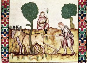 Fol.237r Bir çiftçi, oğluna tarla sürmeyi öğretiyor by Spanish School