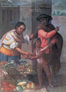 Renkli Bir Adam ve Bir Melezden Esmer Bir Çocuğa (tuval üzerine yağlıboya) by Spanish School