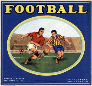 İki İspanyol futbolcunun görüntüsü. Reklam afişi, Valencia by Spanish School