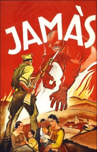 Jamàs (“Asla”), İspanya Savaşı sırasında İspanyol ailelerini koruyan bir askeri gösteren poster. 1936 ile 1939 arasında. by Spanish School