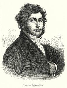 Jean-Francois Champollion, Fransız bilgin, filolog ve Eski Mısır hiyerogliflerinin (litho) deşifrecisi by Spanish School