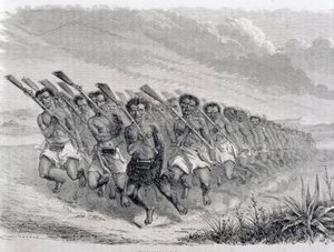 Maori Savaşçıları Savaş Dansı Yapıyor, 
