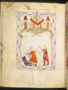 Musa, tartışan iki İsrailliyi suçluyor, Mısır'daki Musa, Hispano-Moresk Haggadah'dan, MS Or 2737, f.66r, f.1275-1324 (parşömen) by Spanish School