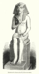 Antik Mısır Firavunu Amenhotep IV (Akhenaten) heykeli (litho) by Spanish School