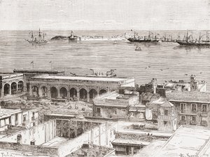 Veracruz ve San Juan de Ulúa kalesinin görünümü, Meksika by Spanish School
