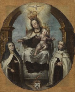 Aziz Claire ve Aziz Dominic arasında Bakire ve Çocuk, c.1700 by Spanish School