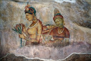 Sigiriya Bakireleri, fresk, Sigiriya arkeolojik sit alanı (Unesco Dünya Mirası Listesi)