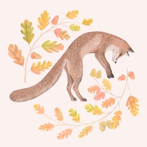 Jumping Fox, 2021 (grafit kalem ve dijital) by Stacy Hsu